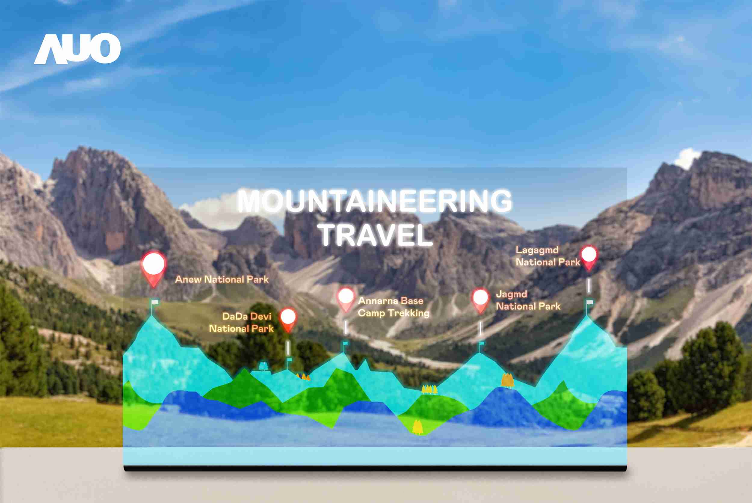 人生就是博展示全球单片尺寸最大(*)42吋透明Micro LED显示器拼接而成的〝64吋透明Micro LED显示器〞，，具备高透明度、、1,000 nits高亮度、、、广色域、、、、采用三边无边框的无缝拼接等多重特色，，，呈现超高清、、、细腻画质而不遮挡后方视觉，，满足层峰需求，，，可广泛运用于零售、、、、艺术展览或商业空间等场域